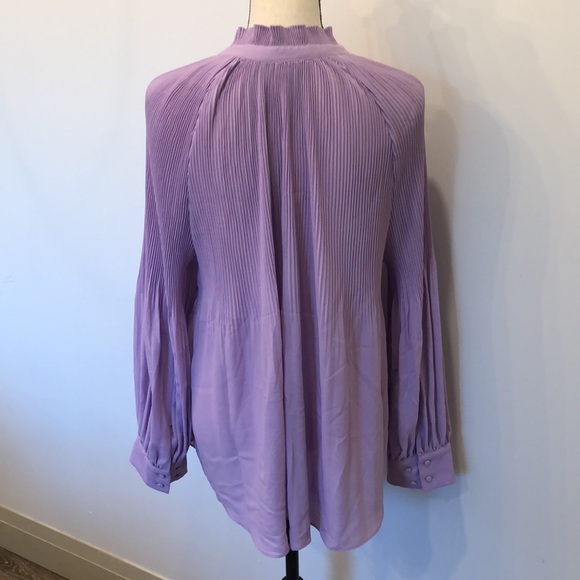 Chicos purple accordion blouse size 3 long sleeves with tie neckline - Picture 6 of 14